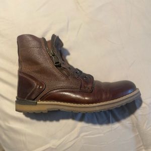 GBX brown boots, zipper side, size 9.5 men’s. Need new laces